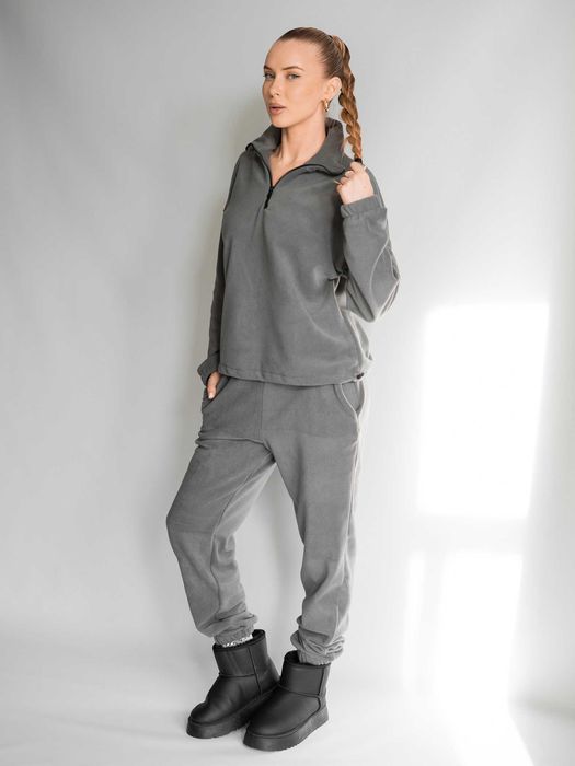 Костюм женский флисовый кофта и штаны жіночий фліс штани сірий 10521