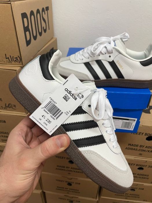 Женские кожанные кеды Adidas Samba / Адидас Самба белые 36 37 38 39 40