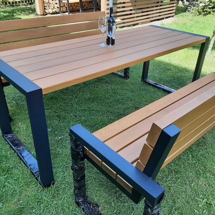 Stół ławka komplet Meble tarasowe na lata Gruba deska Bukowa Jakość