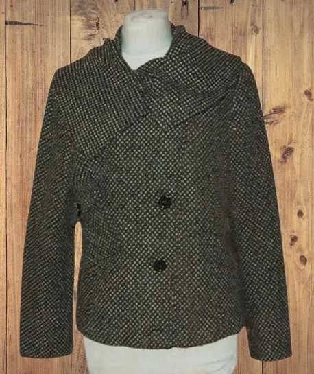 Jesienna  kurtka z tkaniny z wełną z dużym kołnierzem XL/42 | 168E