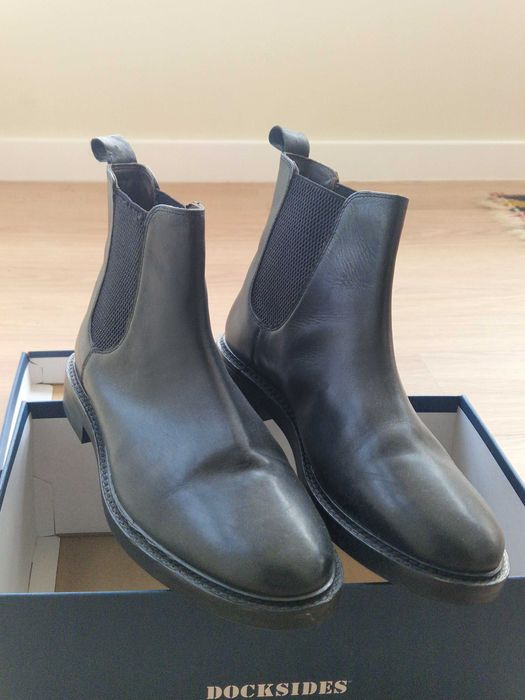 Botins UNISEXO Dustin NOVOS, pele preta, tamanho 41
