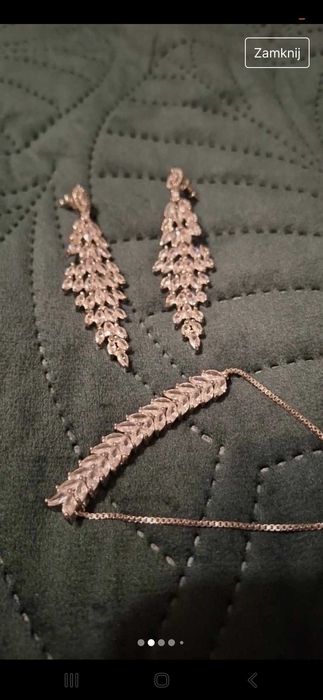 Biżuteria ślubna kolczyki i bransoletka