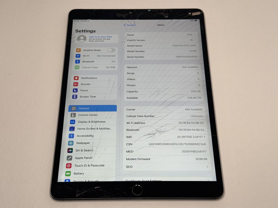 iPad Pro 10.5 (A1709) - 256GB - Cellular - zbity - faktura VAT 23%
