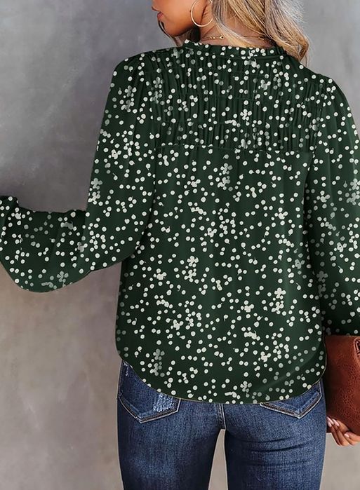 Koszula z szyfonu z długim rękawem dekoltem w serek Bluzki boho L