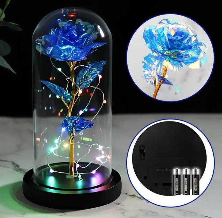 Галактична троянда в скляній колбі з LED підсвічуванням Rose Нічник