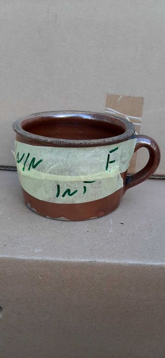 Kubek kamionkowy szkliwiony prl