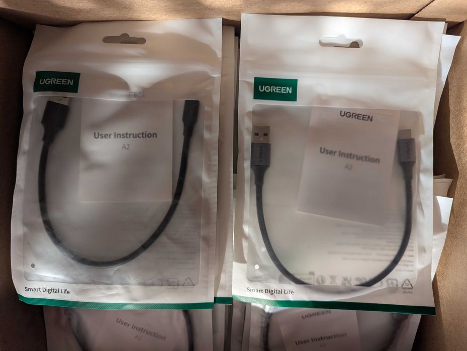 UGREEN кабелі 25см Type-C (USB-C, Тайп С) та microUSB (мікро USB)