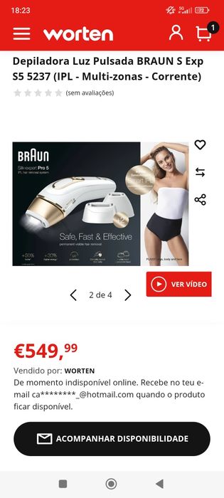 Depiladora Luz Pulsada BRAUN S Exp S5 5237 (IPL - Multi-zonas - Corren