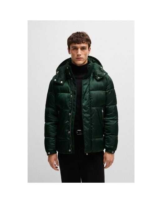 Casaco Hugo Boss -  verde almofadado repelente à água com jacquard de micro-monograma