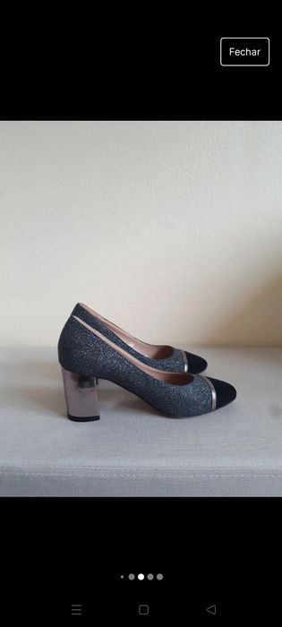 Sapatos salto alto prateados brilhantes Tamanho 36