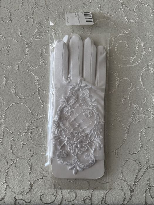 Biale rekawiczki komunijne