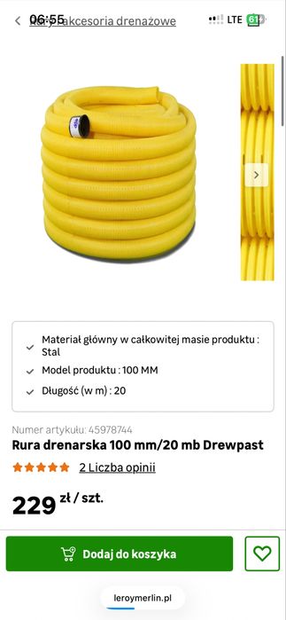 Rura drenarska 100mm/20mb