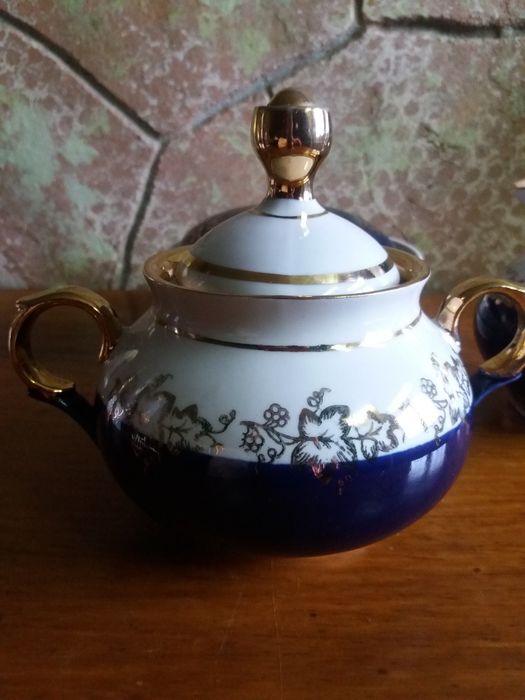 Сахарница молочник  производства СССР. Кобальт, синий