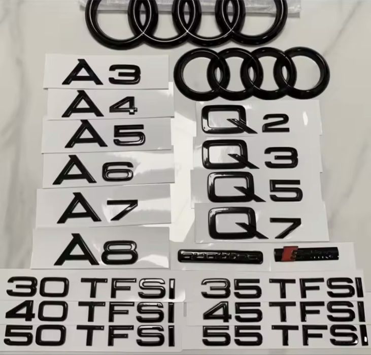 Емблема значок Audi кільця логотип наклейка Ауді A3 A4 A5 A6 A7 A8 Q2 Q3 Q5 Q7 30 40 50 35 45 55 TFSI Quattro S-Line