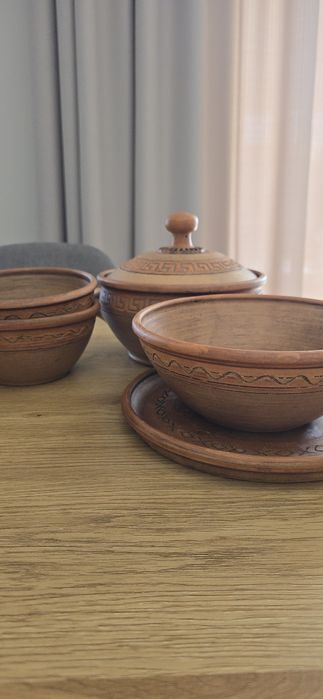 Глиняний український натуральний посуд набір