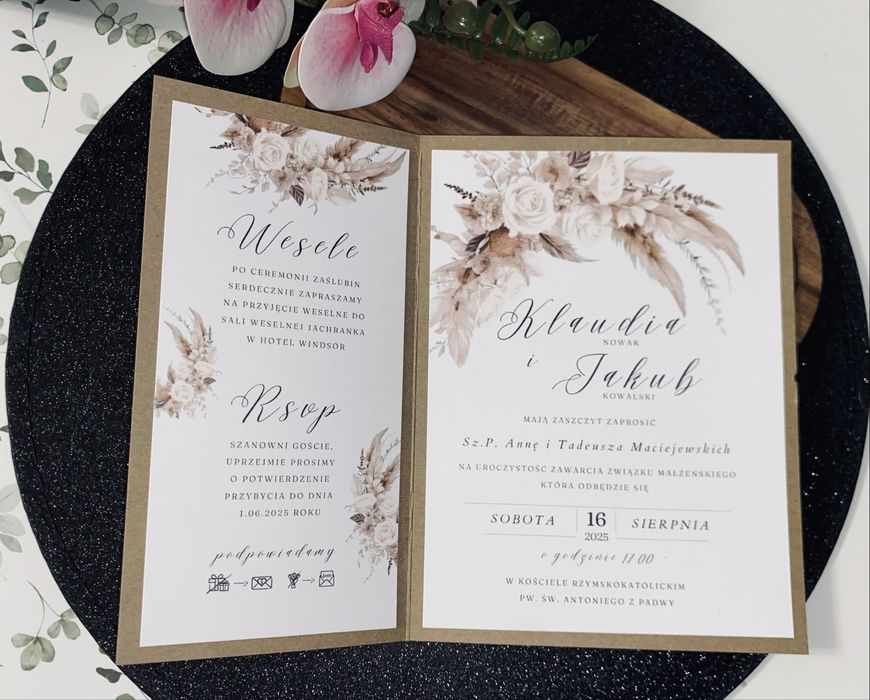 Ślubne Zaproszenie boho