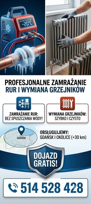 Wymiana grzejników BEZ spuszczania wody! Zamrażanie rur – Bytom i okolice