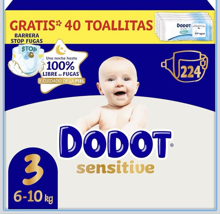 Dodot Fraldas Sensitive Tamanho 3 (224 Fraldas + Toalhitas)