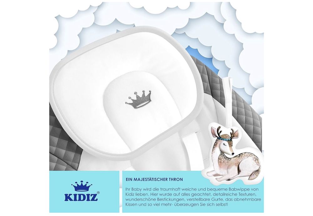 KIDIZ® Huśtawka dla niemowląt z 5 ustawieniami prędkości, składana