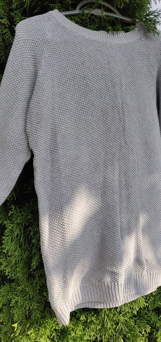 Szary sweterek 3/4 rękaw z zamkiem z tyłu M/L