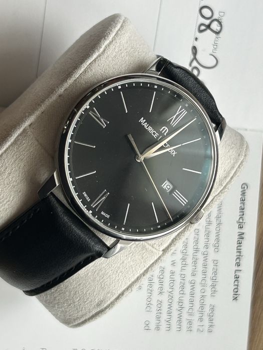 Elegancki Męski Zegarek Maurice Lacroix Eliros Date/Czarna Tarcza!