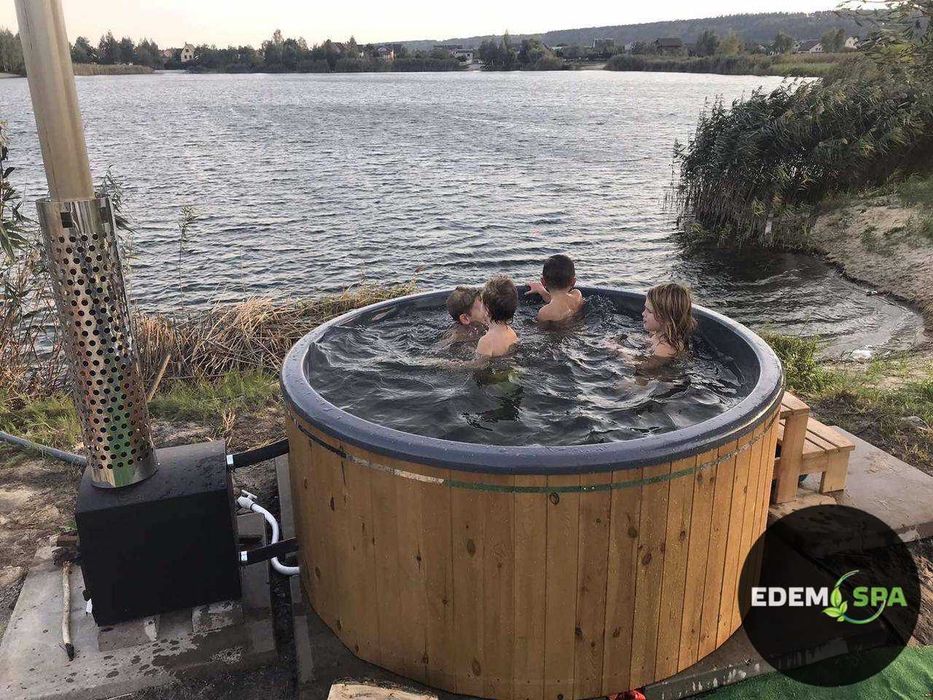 Купель  с гидромасажем на дровах. Спа вдома. Ванна купель на дровах