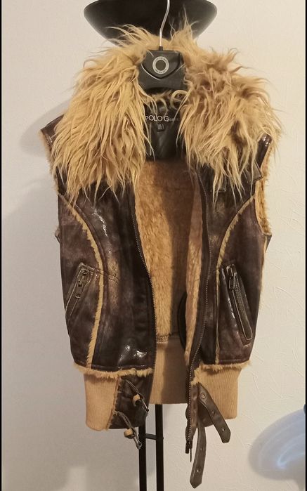 Безрукавка в стиле авиатор пилот Polo jeans.Жилетка  на меху под кожу