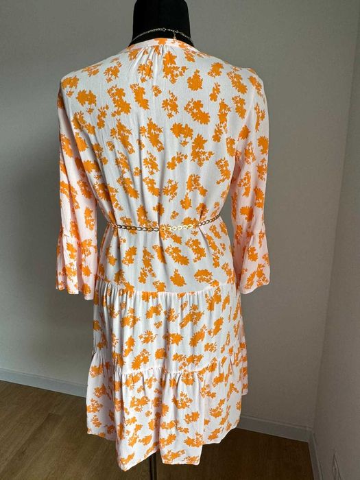 Sukienka wiskozowa boho Neo Noir kwiaty pastelowa na lato M/L 40