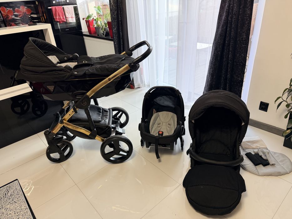 Junama Diamond 3w1 czarny wózek wielofunkcyjny gondola