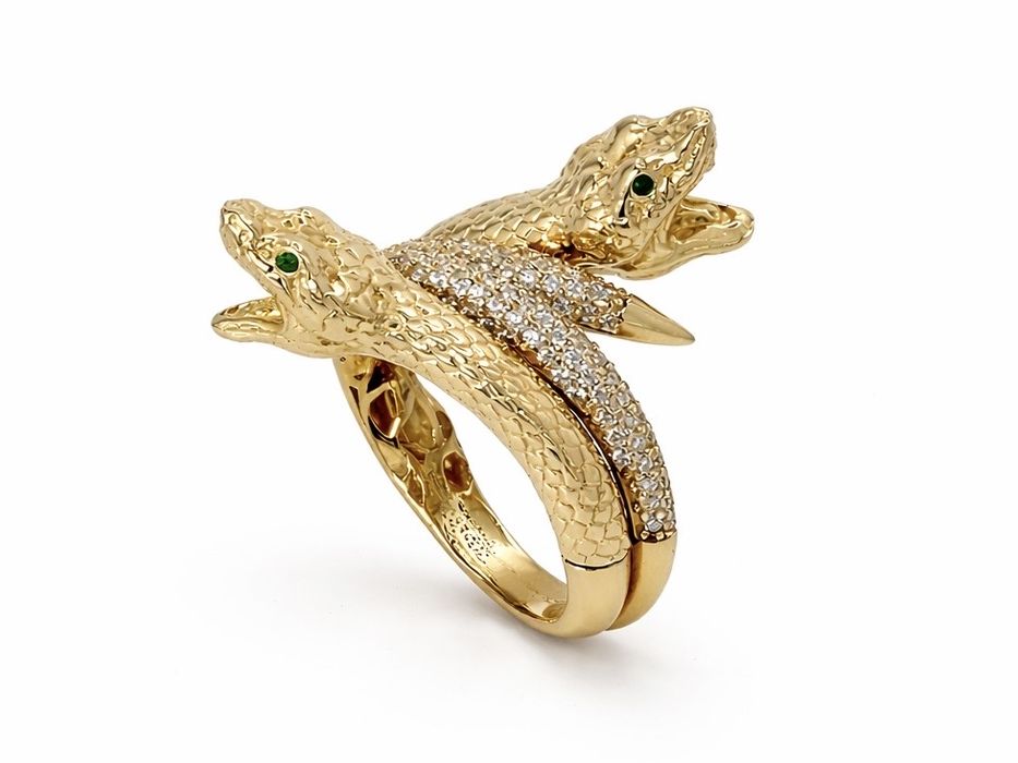 Złoty pierścionek węże rozmiar 23