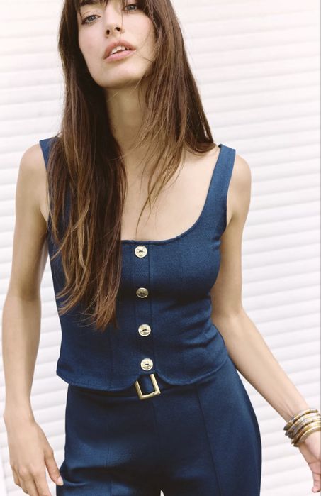 Твіловий топ на ґудзиках