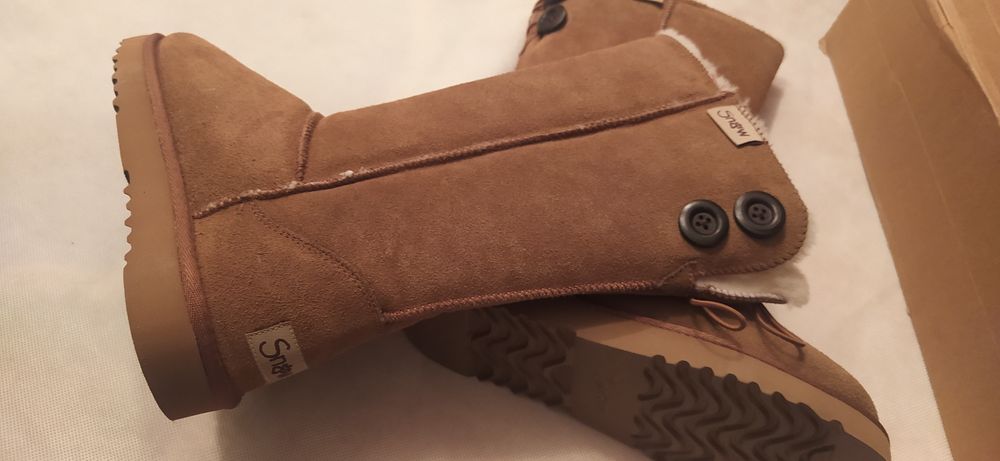 Snow Paw  śniegowce skórzane 38 z wełną merynosa eskimoski emu