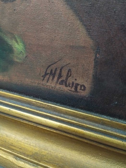 Pintura a óleo com moldura