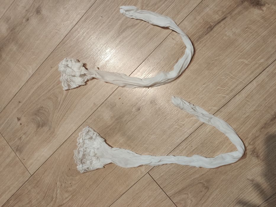 Białe pończochy z koronką – rozmiar M – nowe