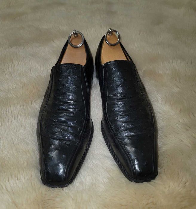 Мужские туфли A.Testoni из кожи страуса.