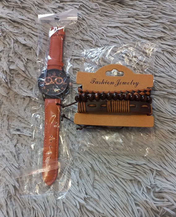 деловые мужские наручные часы + браслет