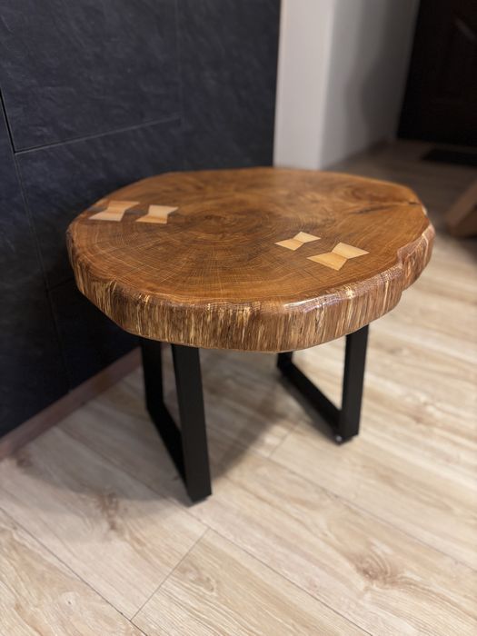 Stolik kawowy z naturalnego plastra dębu ręcznie robiony