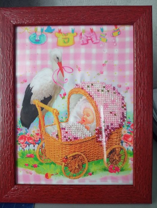 Вишита бісером картинка в рамці розмір  15/20