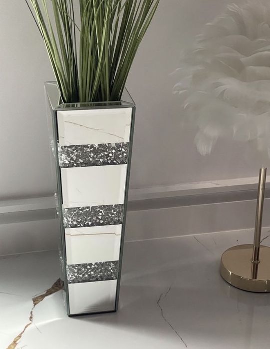 Lustrzany wazon glamour kryształki