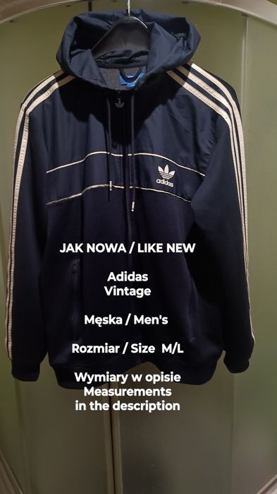 Adidas  Vintage  Męska bluza sportowa z kapturem, Rozmiar M/L
