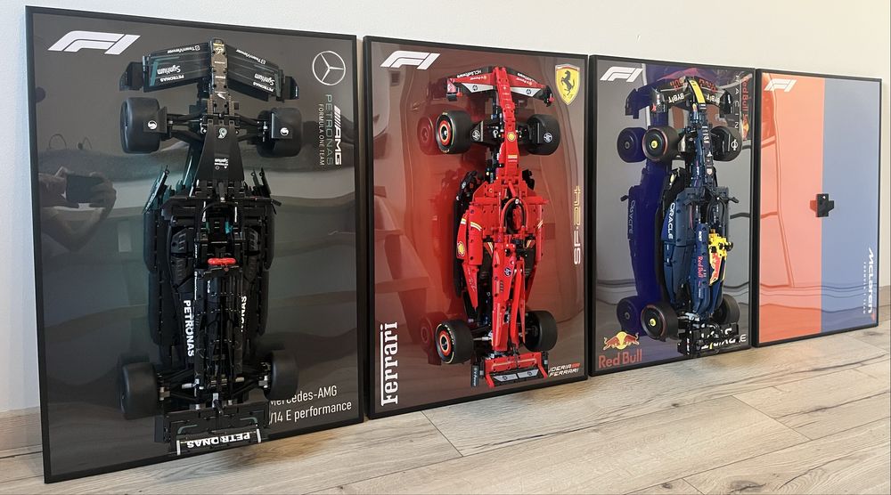 Zestaw 4 ramek do LEGO F1 – Ferrari, Red Bull, McLaren, Mercedes