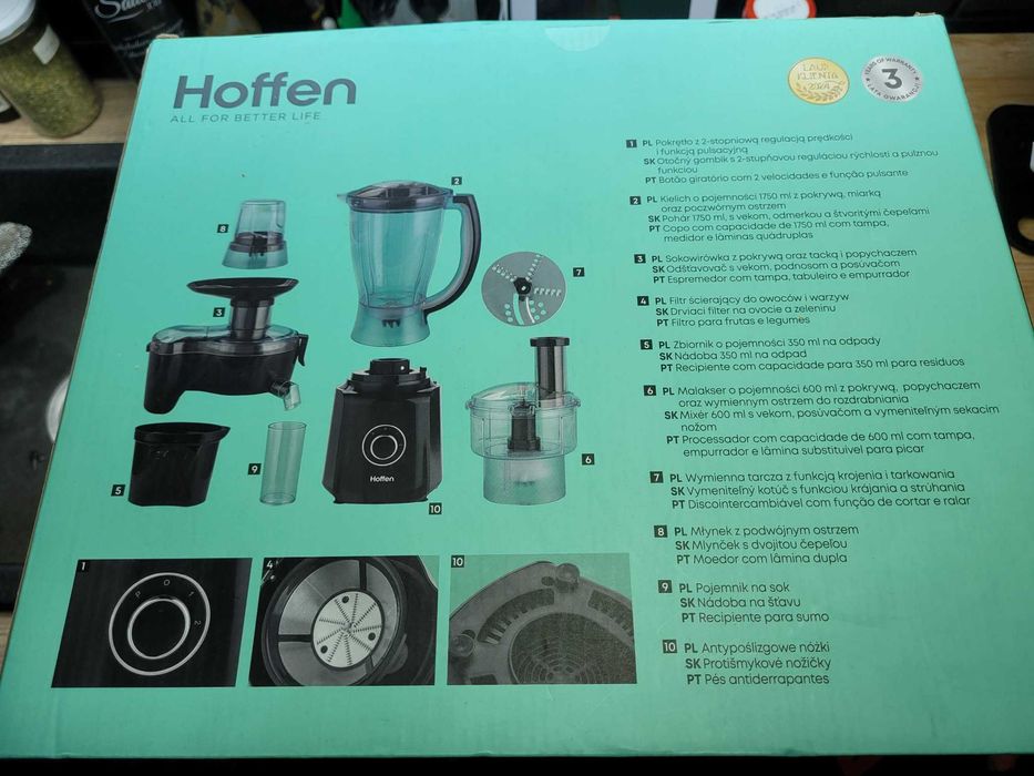 Robot wielofunkcyjny Hoffen 6w1, 700W, blender, sokowirówka, malakser