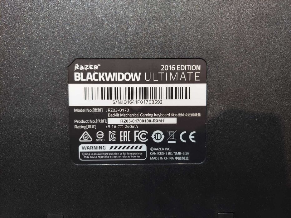 Teclado mecânico RAZER BlackWidow Ultimate 2016 Edition RZ03-0170