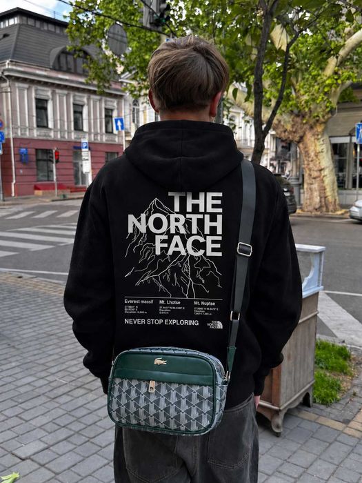 Большой Принт • Черное Худи THE NORTH FACE Mountains • Новая Толстовка ТНФ Горы