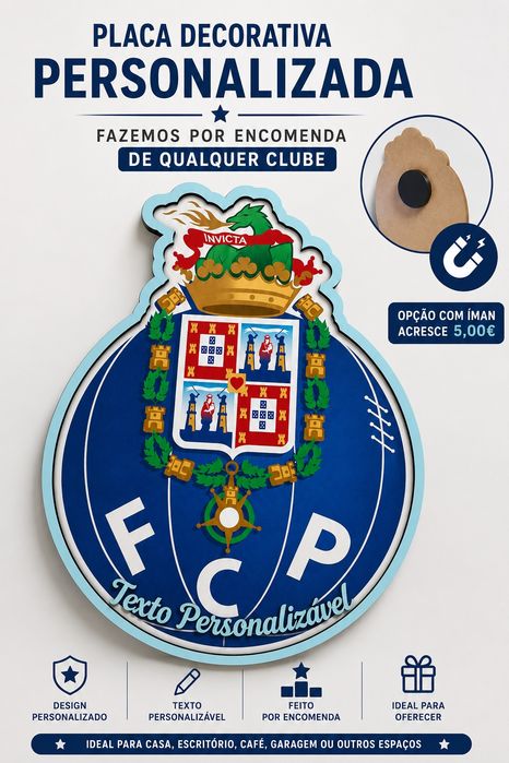 Placa Decorativa Personalizada – O Teu Clube, À Tua Maneira!