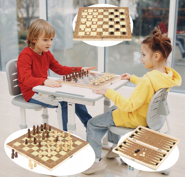 Szachy warcaby drewniane 2w1 prezent