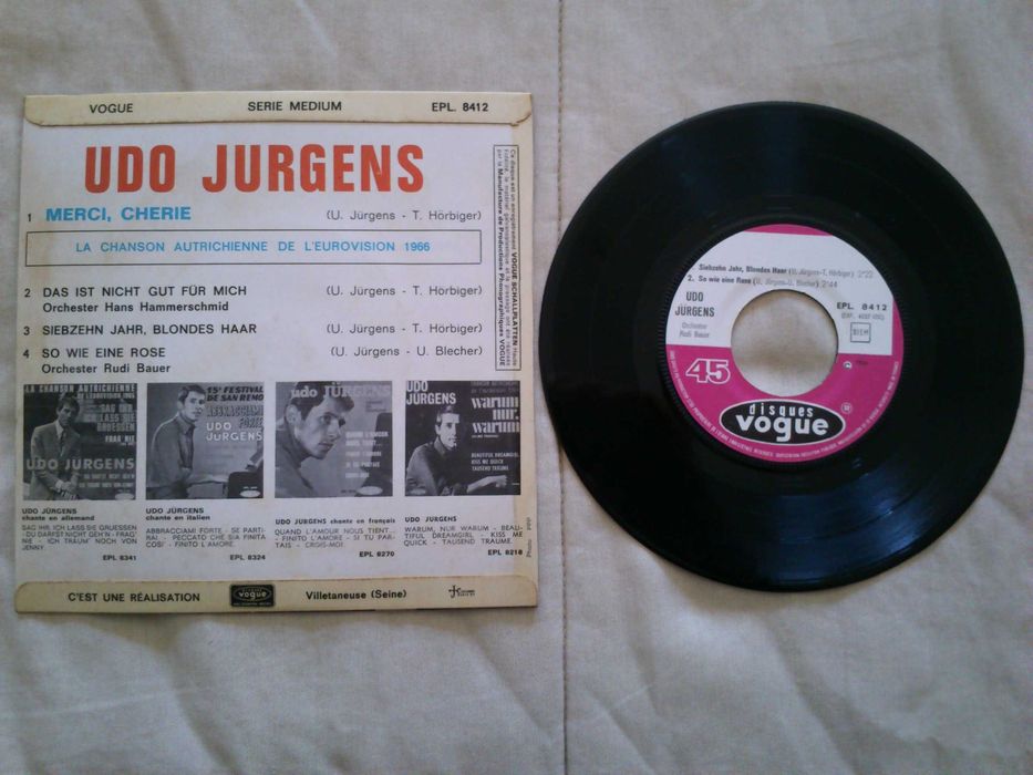 disco Udo Jurgens - Merci Cherie, editora Vogue, Vencedor Eurovisão 66