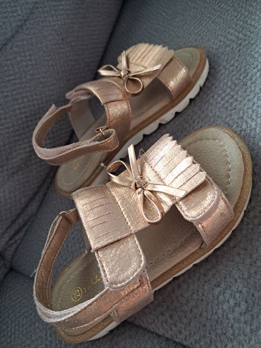 Sandały Nelli Blue różowe złoto kokardki rozmiar 29
