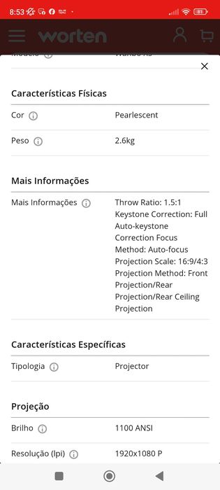 Projetor Wanbo x5 LCD 1080 P 1100 ANSI=33000 lúmens