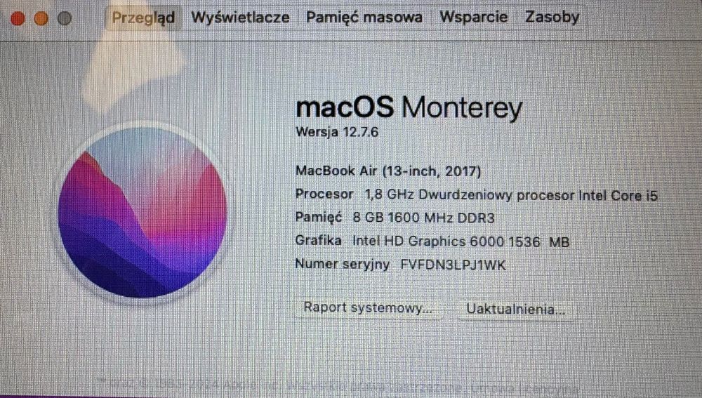MacBook Air 13” 2017 i5 – idealny na studia! 214 cykli
